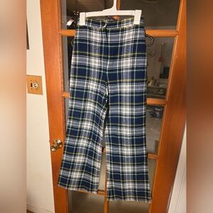 Vintage Plaid Wide-Leg Pants